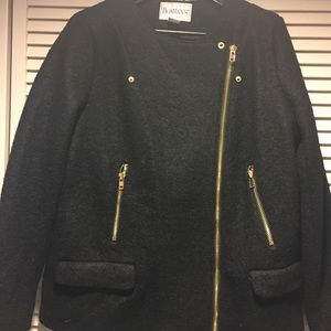 Boucle Moto Coat Jacket 14W w/Gold Zippers Black